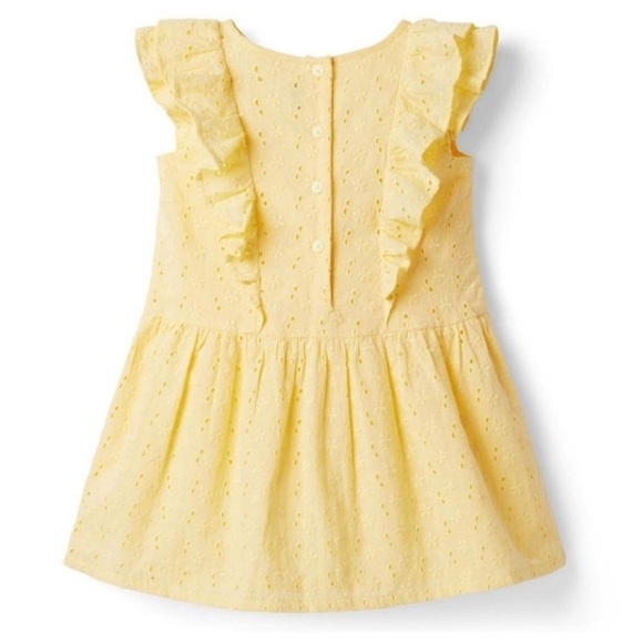☀️ JANIE & JACK Ruffle trim eyelet dress Yellow Size 10 summer party Easter - Picture 4 of 10